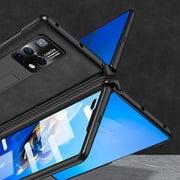 For Huawei Mate X2 GKK Integrated Frosted Leather HD Fold Hinge Phone Case with Holder(Black)