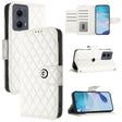 For Motorola Edge 2024 Rhombic Texture Flip Leather Phone Case with Lanyard(White) - Motorola Cases by PMC Jewellery | Online Shopping South Africa | PMC Jewellery | Buy Now Pay Later Mobicred