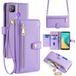 For Tecno Pop 4 Sheep Texture Cross-body Zipper Wallet Leather Phone Case(Purple) - Tecno Cases by PMC TechLife | Online Shopping South Africa | PMC TechLife | Buy Now Pay Later Mobicred