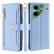 For Tecno Pova 6 Neo 4G Sheep Texture Cross-body Zipper Wallet Leather Phone Case(Blue)