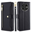 For Tecno Spark 30C 4G Sheep Texture Cross-body Zipper Wallet Leather Phone Case(Black) - Tecno Cases by PMC TechLife | Online Shopping South Africa | PMC TechLife | Buy Now Pay Later Mobicred