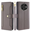 For Tecno Spark 30C 4G Sheep Texture Cross-body Zipper Wallet Leather Phone Case(Grey) - Tecno Cases by PMC TechLife | Online Shopping South Africa | PMC TechLife | Buy Now Pay Later Mobicred