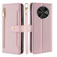For Tecno Spark 30C 4G Sheep Texture Cross-body Zipper Wallet Leather Phone Case(Pink) - Tecno Cases by PMC TechLife | Online Shopping South Africa | PMC TechLife | Buy Now Pay Later Mobicred