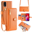 For Itel A48 Sheep Texture Cross-body Zipper Wallet Leather Phone Case(Orange) - More Brand by PMC TechLife | Online Shopping South Africa | PMC TechLife | Buy Now Pay Later Mobicred