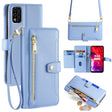 For Itel A48 Sheep Texture Cross-body Zipper Wallet Leather Phone Case(Blue) - More Brand by PMC TechLife | Online Shopping South Africa | PMC TechLife | Buy Now Pay Later Mobicred