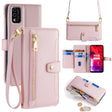 For Itel A48 Sheep Texture Cross-body Zipper Wallet Leather Phone Case(Pink) - More Brand by PMC TechLife | Online Shopping South Africa | PMC TechLife | Buy Now Pay Later Mobicred