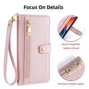 For Itel A48 Sheep Texture Cross-body Zipper Wallet Leather Phone Case(Pink)