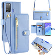 For Itel Vision 1 Pro Sheep Texture Cross-body Zipper Wallet Leather Phone Case(Blue) - More Brand by PMC TechLife | Online Shopping South Africa | PMC TechLife | Buy Now Pay Later Mobicred