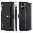 For Itel P55+ 4G Sheep Texture Cross-body Zipper Wallet Leather Phone Case(Black) - More Brand by PMC TechLife | Online Shopping South Africa | PMC TechLife | Buy Now Pay Later Mobicred