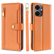 For Itel P55+ 4G Sheep Texture Cross-body Zipper Wallet Leather Phone Case(Orange)