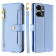 For Itel P55+ 4G Sheep Texture Cross-body Zipper Wallet Leather Phone Case(Blue)
