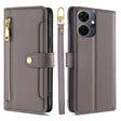 For Itel P55+ 4G Sheep Texture Cross-body Zipper Wallet Leather Phone Case(Grey) - More Brand by PMC TechLife | Online Shopping South Africa | PMC TechLife | Buy Now Pay Later Mobicred