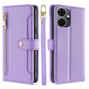 For Itel P55+ 4G Sheep Texture Cross-body Zipper Wallet Leather Phone Case(Purple)