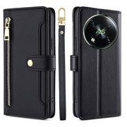 For Itel RS4 4G Sheep Texture Cross-body Zipper Wallet Leather Phone Case(Black)