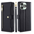 For Itel A50 4G Sheep Texture Cross-body Zipper Wallet Leather Phone Case(Black) - More Brand by PMC TechLife | Online Shopping South Africa | PMC TechLife | Buy Now Pay Later Mobicred