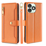 For itel A50 4G Sheep Texture Cross-body Zipper Wallet Leather Phone Case(Orange)
