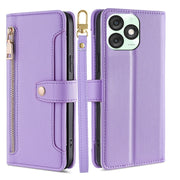 For Itel A50 4G Sheep Texture Cross-body Zipper Wallet Leather Phone Case(Purple)