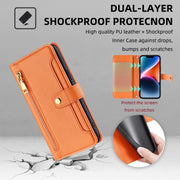 For itel P65 Sheep Texture Cross-body Zipper Wallet Leather Phone Case(Orange)