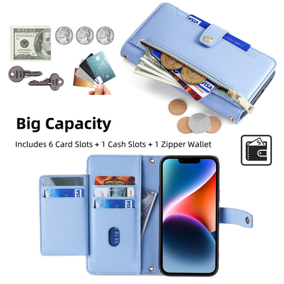 For Itel P65 Sheep Texture Cross-body Zipper Wallet Leather Phone Case(Blue)