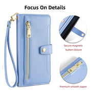 For Itel P65 Sheep Texture Cross-body Zipper Wallet Leather Phone Case(Blue)