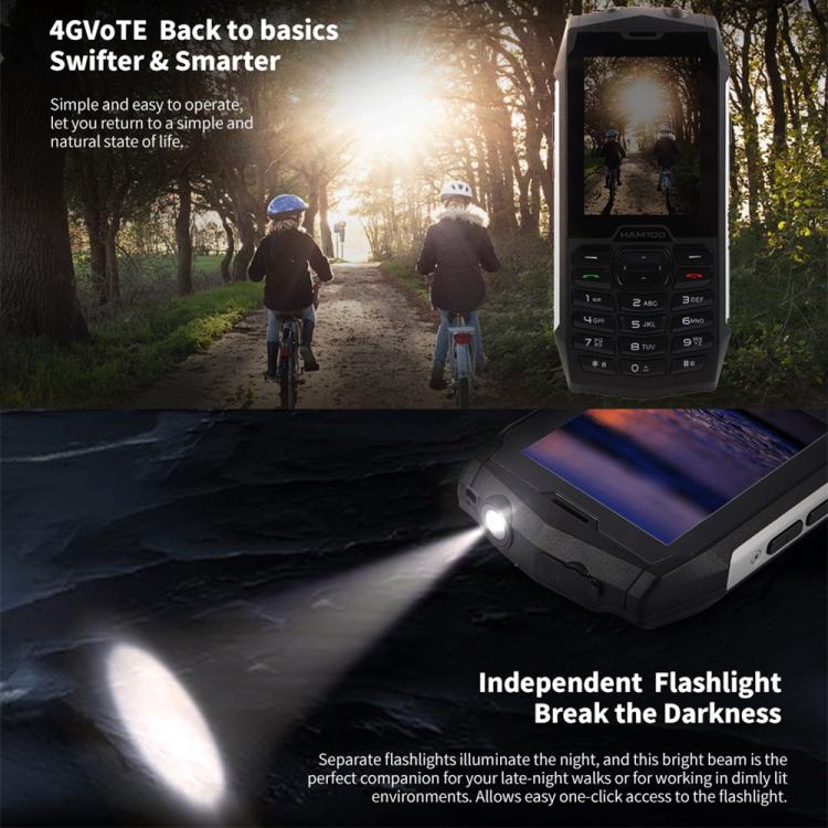 HAMTOD H3 Rugged Phone, EU Version, 2.8 inch T107 ARM CortexTM A7 Quad-core 1.0GHz, Network: 4G, VoLTE, BT, SOS(Silver)
