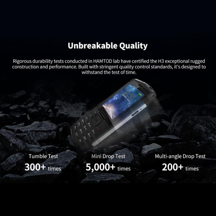 HAMTOD H3 Rugged Phone, EU Version, 2.8 inch T107 ARM CortexTM A7 Quad-core 1.0GHz, Network: 4G, VoLTE, BT, SOS(Silver)