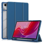 For Lenovo Tab M11 / Xiaoxin Pad 2024 Acrylic 3-Fold Solid Color Smart Leather Tablet Case(Dark Blue)