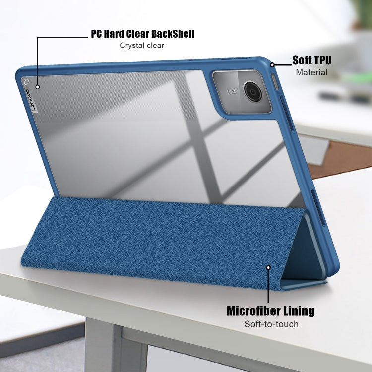 For Lenovo Tab M11 / Xiaoxin Pad 2024 Acrylic 3-Fold Solid Color Smart Leather Tablet Case(Dark Blue)