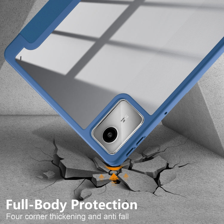 For Lenovo Tab M11 / Xiaoxin Pad 2024 Acrylic 3-Fold Solid Color Smart Leather Tablet Case(Dark Blue)