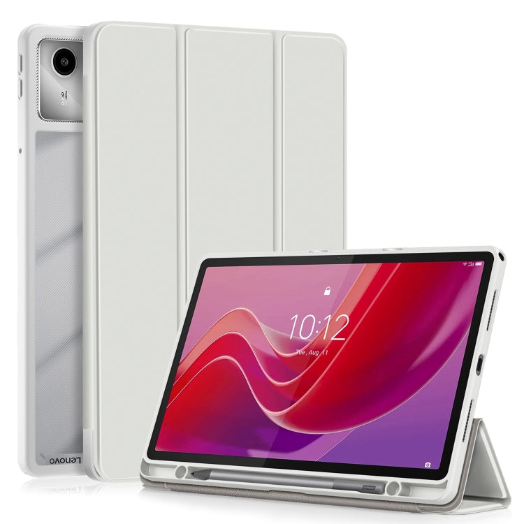 For Lenovo Tab M11 / Xiaoxin Pad 2024 Acrylic 3-Fold Solid Color Smart Leather Tablet Case(Grey)