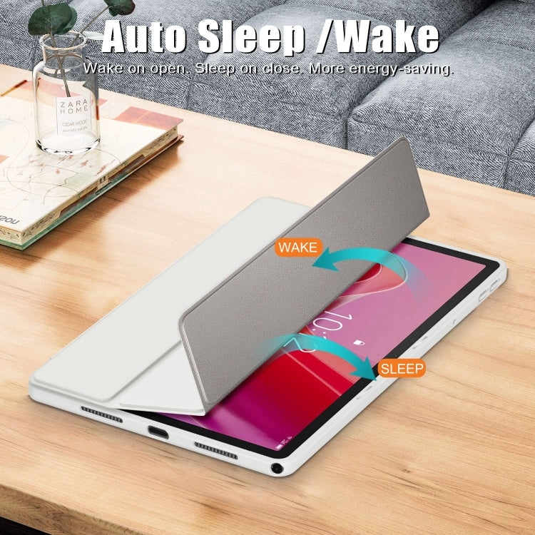 For Lenovo Tab M11 / Xiaoxin Pad 2024 Acrylic 3-Fold Solid Color Smart Leather Tablet Case(Grey)