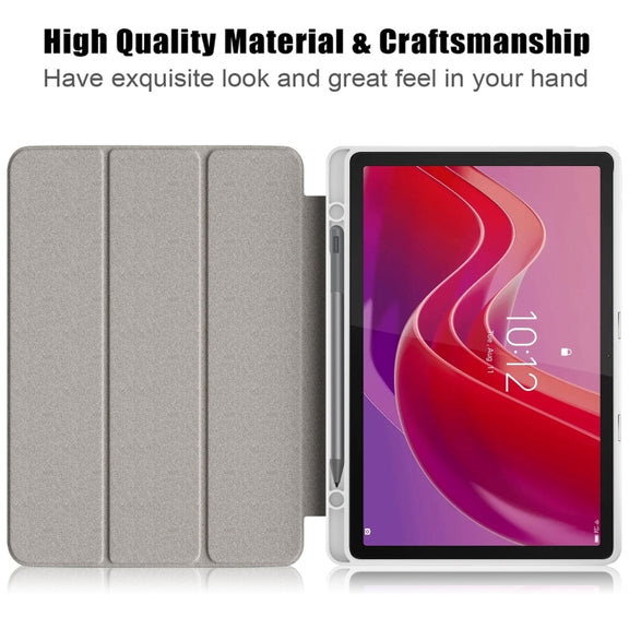 For Lenovo Tab M11 / Xiaoxin Pad 2024 Acrylic 3-Fold Solid Color Smart Leather Tablet Case(Grey)