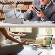 For Lenovo Tab M11 / Xiaoxin Pad 2024 Acrylic 3-Fold Solid Color Smart Leather Tablet Case(Grey)