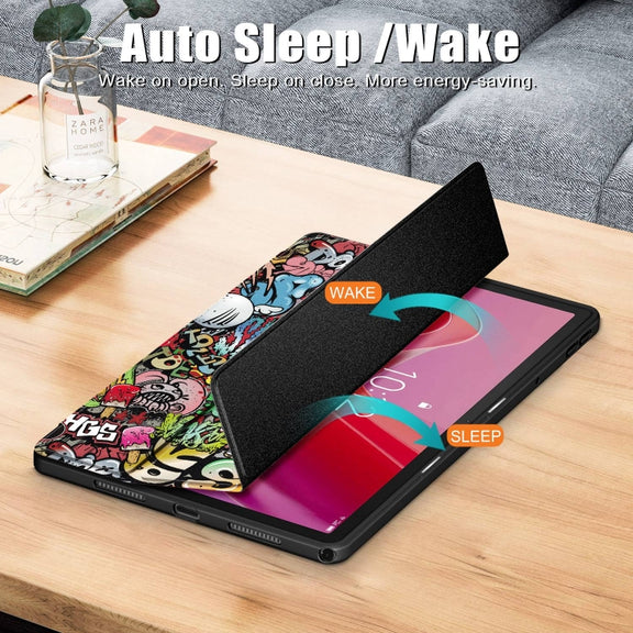 For Lenovo Tab M11 / Xiaoxin Pad 2024 Acrylic 3-Fold Painted Smart Leather Tablet Case(Graffiti)