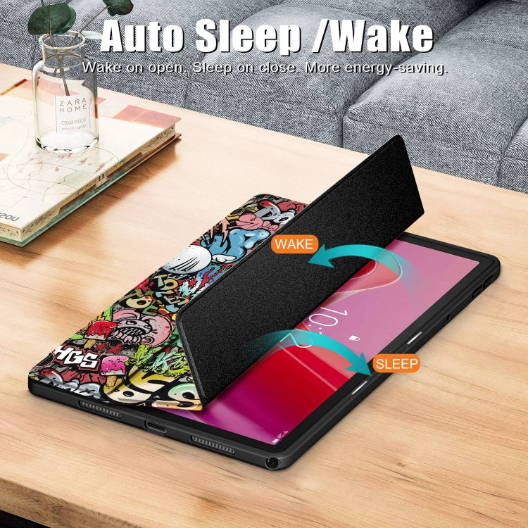 For Lenovo Tab M11 / Xiaoxin Pad 2024 Acrylic 3-Fold Painted Smart Leather Tablet Case(Graffiti)