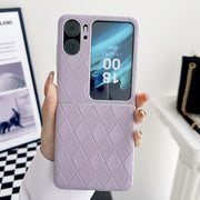 For OPPO Find N2 Flip Pearlescent Paint Diamond Shaped Checkered Leather Phone Case(Purple)