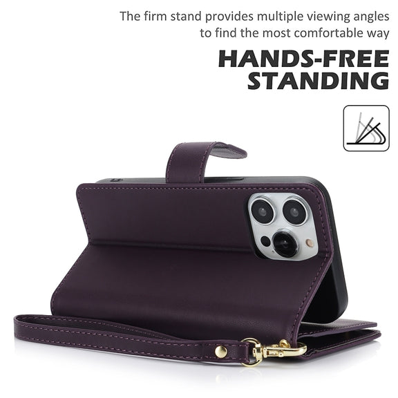 For iPhone 16 Pro Multi-Card Wallet RFID Leather Phone Case(Dark Purple)