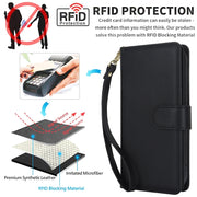 For iPhone 16 Pro Max Multi-Card Wallet RFID Leather Phone Case(Black)