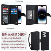 For iPhone 16 Pro Max Multi-Card Wallet RFID Leather Phone Case(Black)
