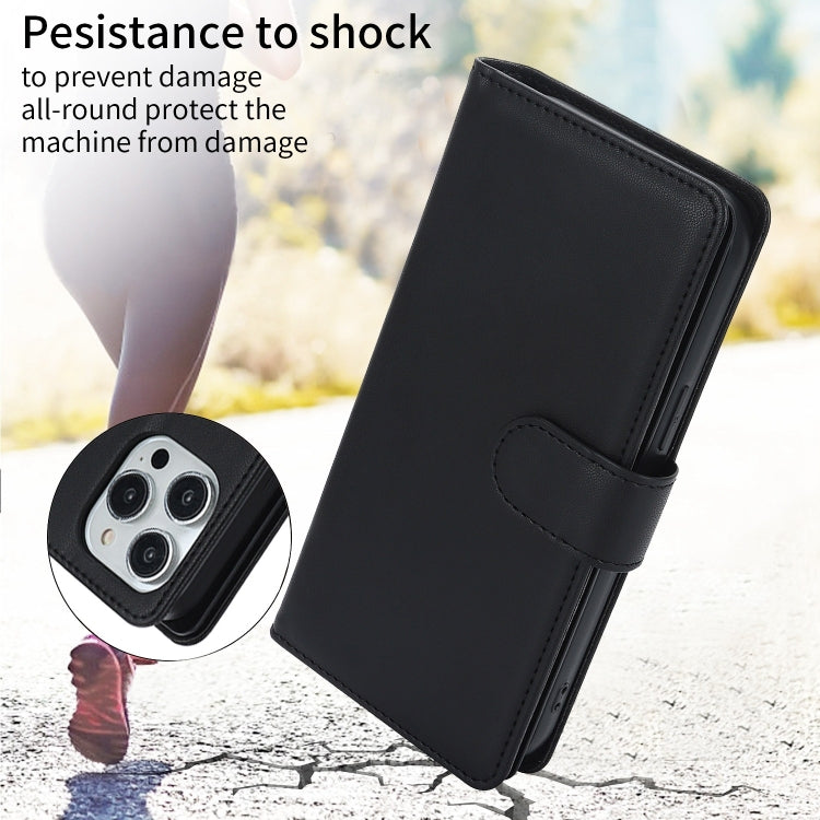 For iPhone 16 Pro Max Multi-Card Wallet RFID Leather Phone Case(Black)