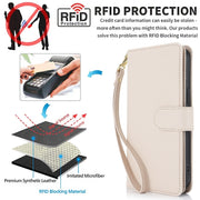 For iPhone 16 Multi-Card Wallet RFID Leather Phone Case(Apricot)