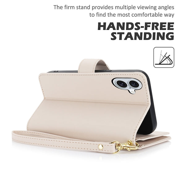 For iPhone 16 Multi-Card Wallet RFID Leather Phone Case(Apricot)