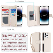 For iPhone 16 Multi-Card Wallet RFID Leather Phone Case(Apricot)
