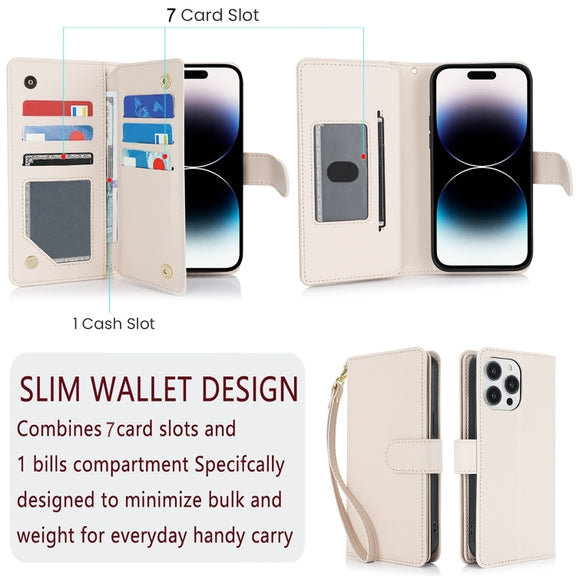 For iPhone 16 Multi-Card Wallet RFID Leather Phone Case(Apricot)