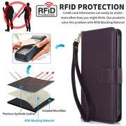 For iPhone 16 Plus Multi-Card Wallet RFID Leather Phone Case(Dark Purple)
