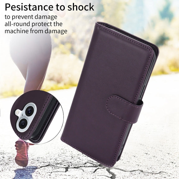 For iPhone 16 Plus Multi-Card Wallet RFID Leather Phone Case(Dark Purple)