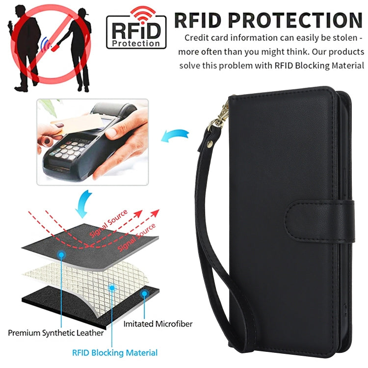 For Samsung Galaxy S24+ / S25+ 5G Multi-Card Wallet RFID Leather Phone Case(Black)