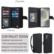 For Samsung Galaxy S24+ / S25+ 5G Multi-Card Wallet RFID Leather Phone Case(Black)