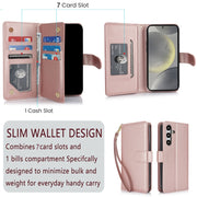 For Samsung Galaxy S24+ / S25+ 5G Multi-Card Wallet RFID Leather Phone Case(Rose Gold)