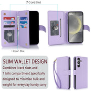 For Samsung Galaxy S24+ / S25+ 5G Multi-Card Wallet RFID Leather Phone Case(Light Purple)